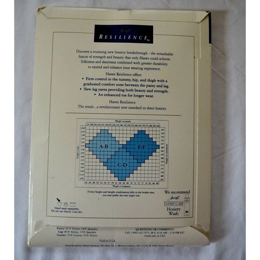 VTG Hanes Size AB Resilience Pantyhose Strong Very Sheer Style D63 Classic Navy